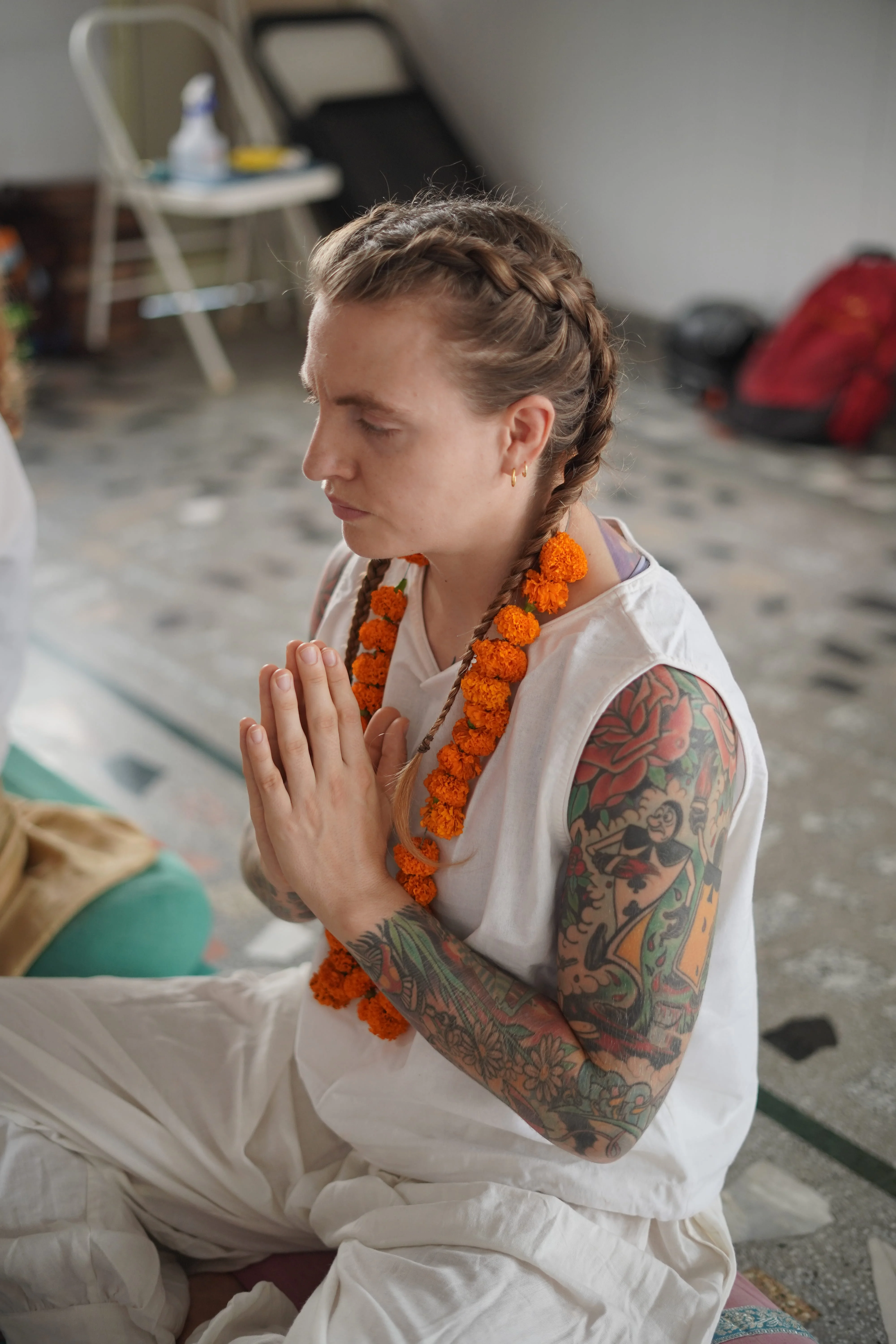 Meditation practice in a peaceful yoga retreat setting