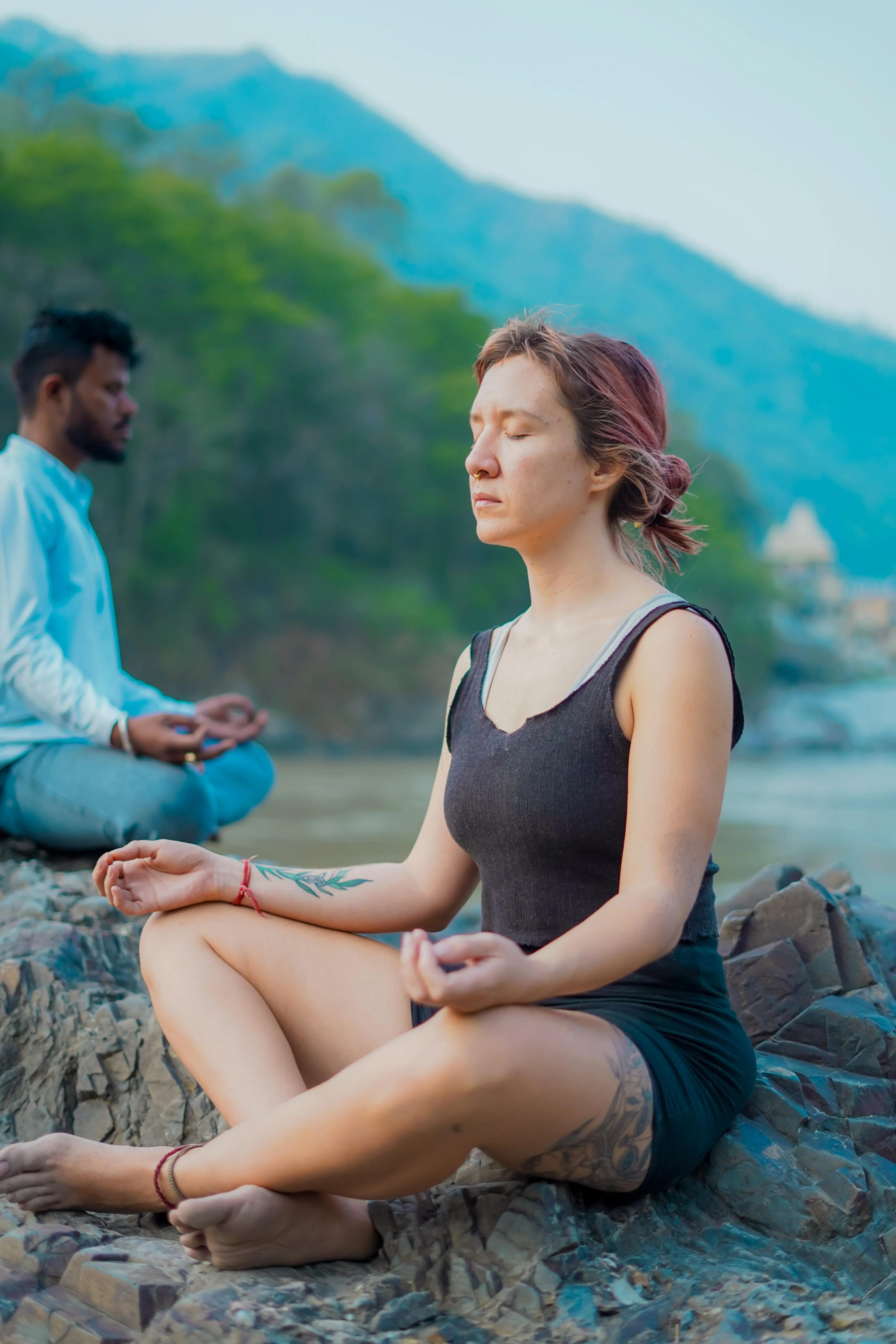 Yoga practice during a wellness retreat in Rishikesh